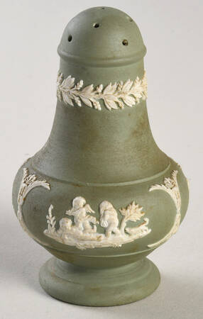 Cream Color on Celadon Jasperware Pepper Shaker