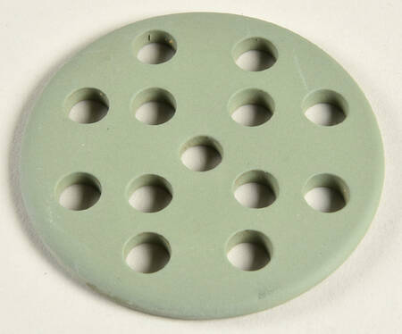 Cream Color on Celadon Jasperware Grid/Frog for Vase