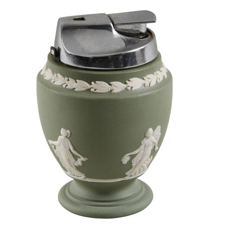 Cream Color on Celadon Jasperware Cigarette Lighter