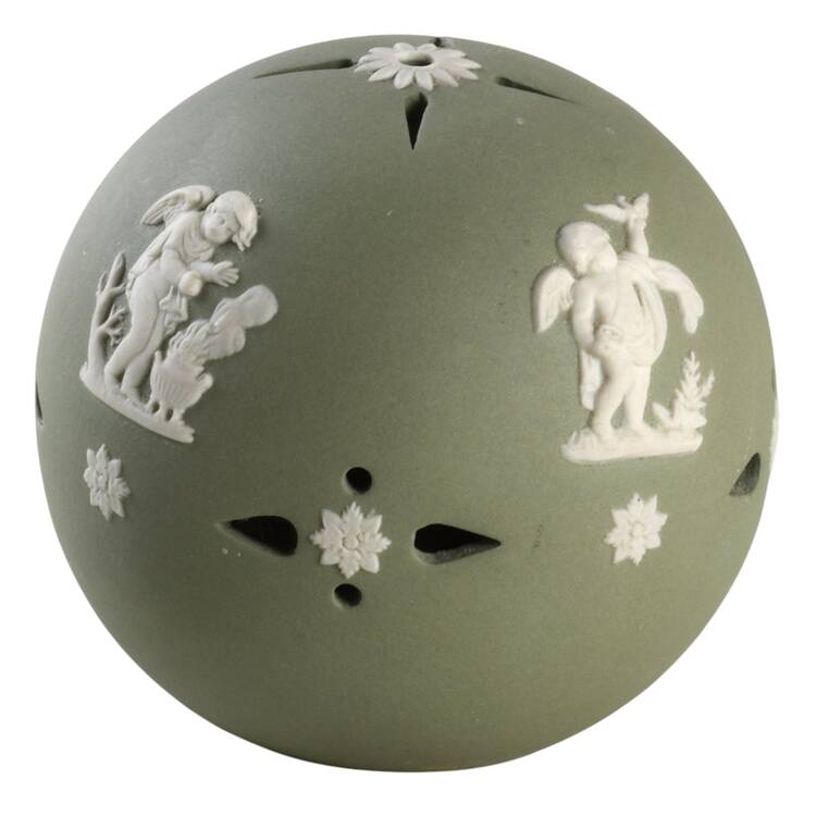 Cream Color on Celadon Jasperware Pommander