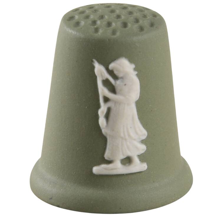 Cream Color on Celadon Jasperware Thimble