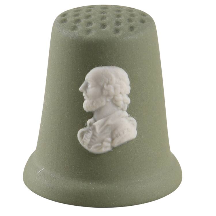 Cream Color on Celadon Jasperware Thimble