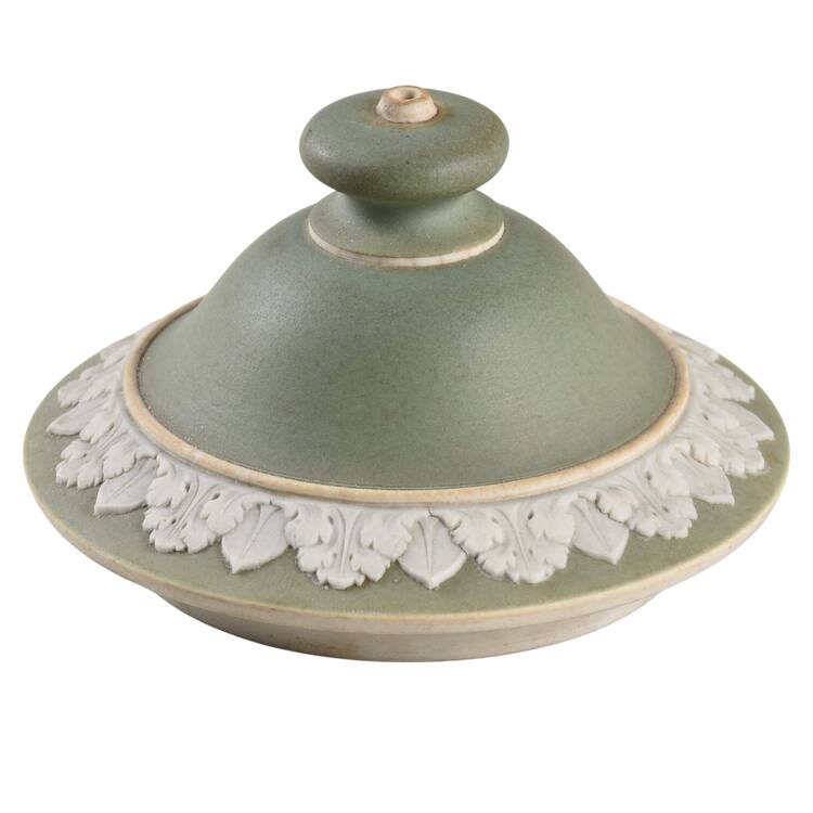 Cream Color on Celadon Jasperware Lid for Mini Teapot