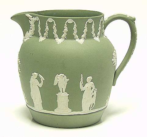 Cream Color on Celadon Jasperware Dutch Sacrifice Jug
