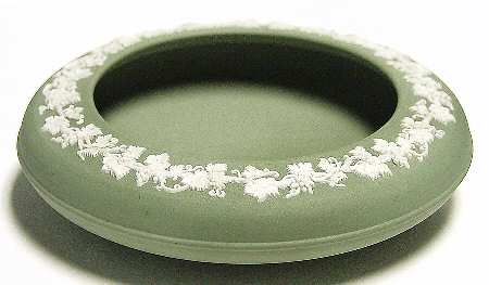 Cream Color on Celadon Jasperware Incurved Bowl