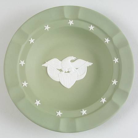 Cream Color on Celadon Jasperware Executive Ashtray