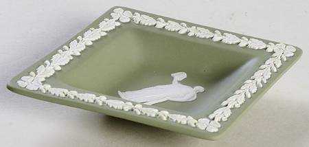 Cream Color on Celadon Jasperware Small Diamond Shape Ashtray