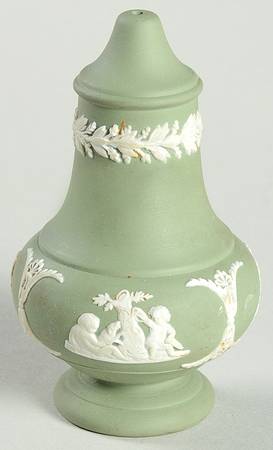 Cream Color on Celadon Jasperware Salt Shaker
