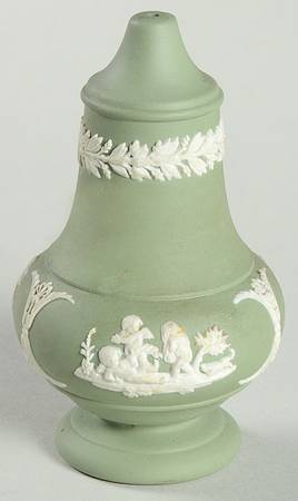 Cream Color on Celadon Jasperware Pepper Shaker