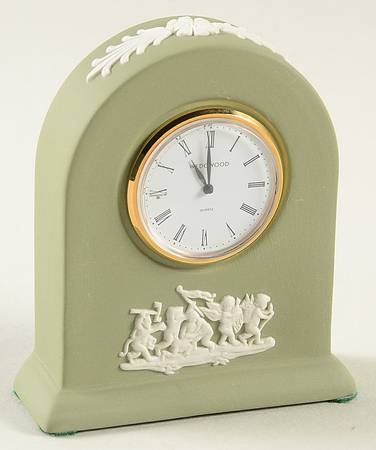 Cream Color on Celadon Jasperware Small Grecian Clock