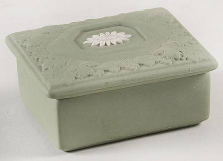 Cream Color on Celadon Jasperware Rectangular Box with Lid