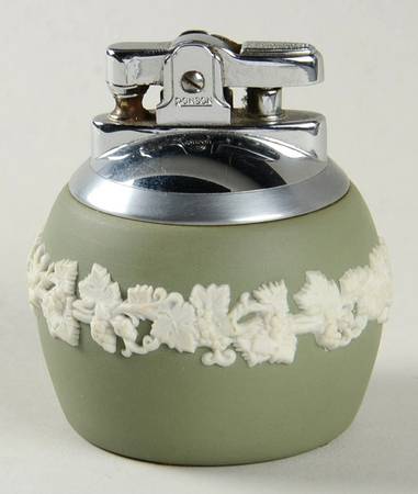 Cream Color on Celadon Jasperware Cigarette Lighter