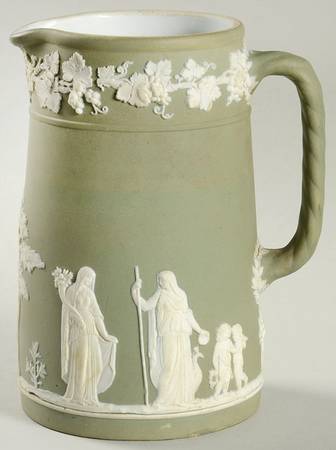 Cream Color on Celadon Jasperware Medium Trojan Jug