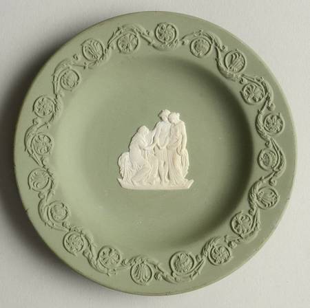 Cream Color on Celadon Jasperware Patrician Tray