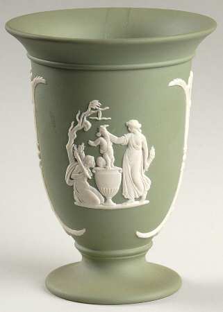 Cream Color on Celadon Jasperware Vase-Cameo