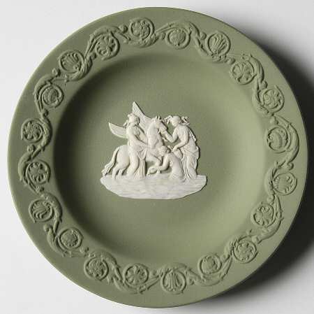 Cream Color on Celadon Jasperware Patrician Tray