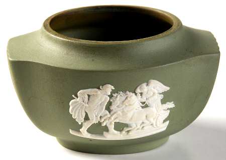 Cream Color on Celadon Jasperware Cigarette Lighter-No Element