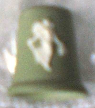 Cream Color on Celadon Jasperware Thimble