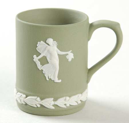 Cream Color on Celadon Jasperware Tankard