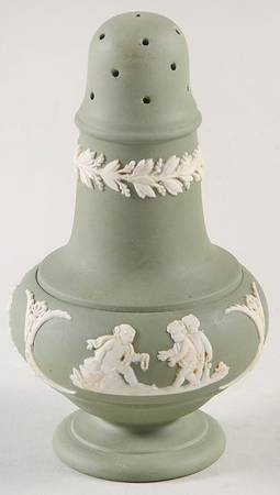 Cream Color on Celadon Jasperware Salt Shaker