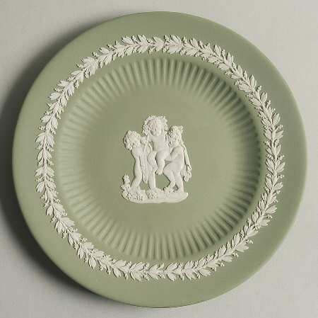 Cream Color on Celadon Jasperware Collector Plate