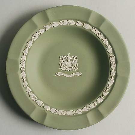 Cream Color on Celadon Jasperware Executive Ashtray