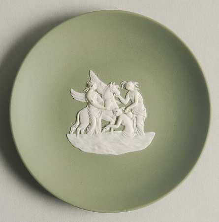 Cream Color on Celadon Jasperware Coaster
