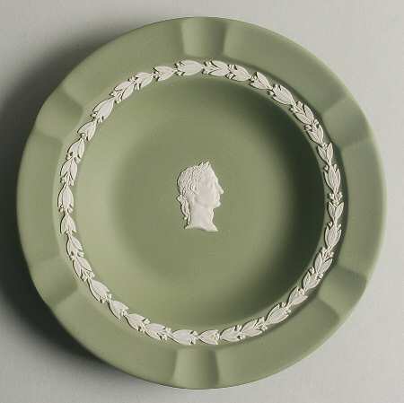Cream Color on Celadon Jasperware Executive Ashtray