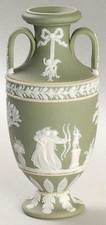 Cream Color on Celadon Jasperware Vase-Trophy