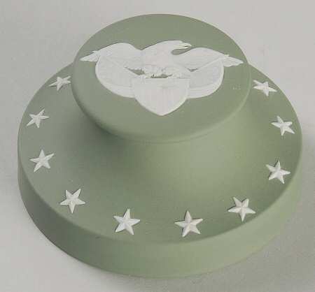 Cream Color on Celadon Jasperware Paperweight