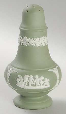 Cream Color on Celadon Jasperware Salt Shaker