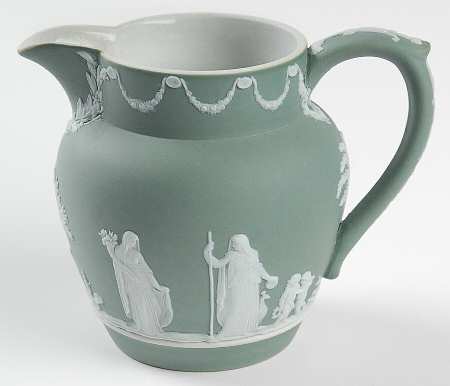 Cream Color on Celadon Jasperware 8 Oz Dutch Jug