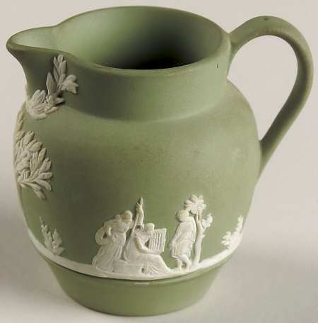 Cream Color on Celadon Jasperware Mini Creamer