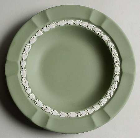Cream Color on Celadon Jasperware Executive Ashtray