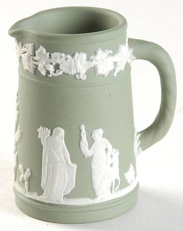 Cream Color on Celadon Jasperware Mini Trojan Jug