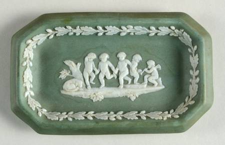 Cream Color on Celadon Jasperware Pin Tray