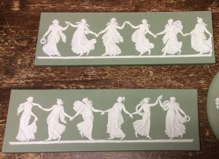 Cream Color on Celadon Jasperware Plaque
