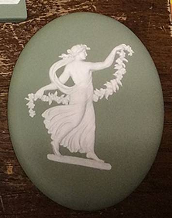 Cream Color on Celadon Jasperware Plaque