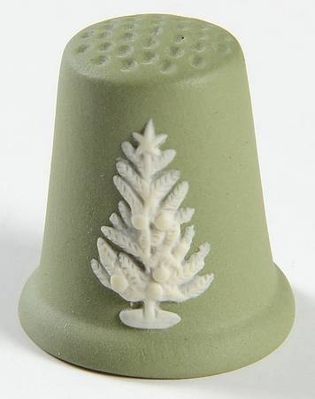 Cream Color on Celadon Jasperware Thimble