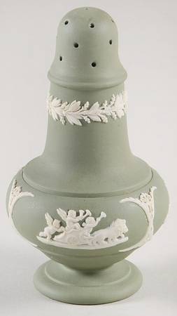 Cream Color on Celadon Jasperware Pepper Shaker