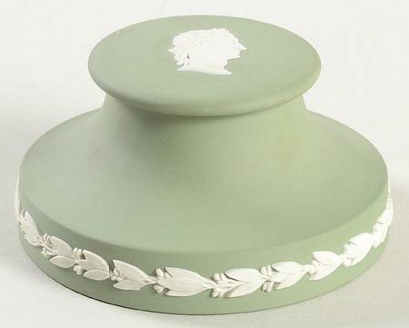 Cream Color on Celadon Jasperware Paperweight