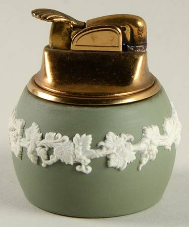 Cream Color on Celadon Jasperware Cigarette Lighter