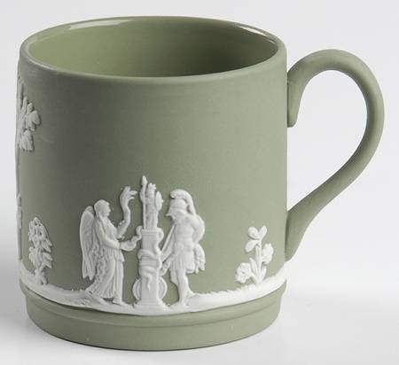 Cream Color on Celadon Jasperware Flat Demitasse Cup