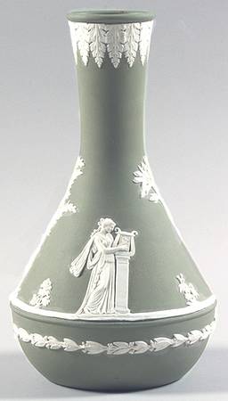 Cream Color on Celadon Jasperware Vase