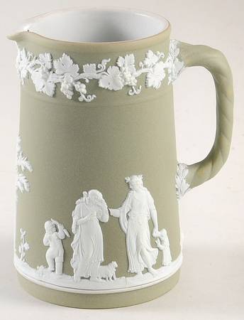 Cream Color on Celadon Jasperware Medium Trojan Jug