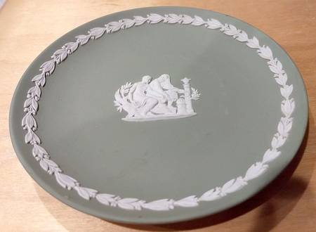 Cream Color on Celadon Jasperware Collector Plate
