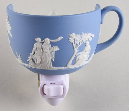 Cream Color on Lavender (Pale Blue) Jasperware 1 5/8" + cup (H) Night Light/Cup HC