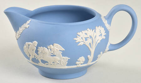 Cream Color on Lavender (Pale Blue) Jasperware Creamer