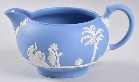 Cream Color on Lavender (Pale Blue) Jasperware Creamer