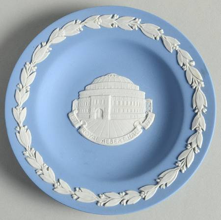 Cream Color on Lavender (Pale Blue) Jasperware 4" Round Tray
